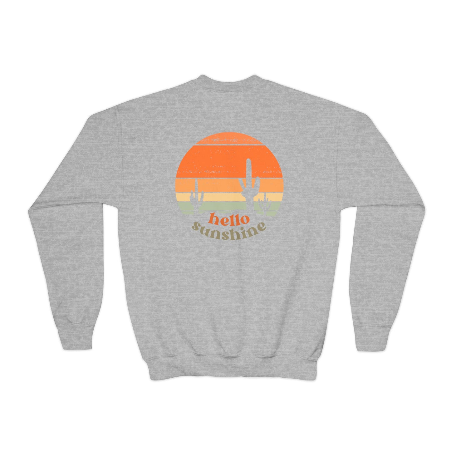 Crewneck Sweatshirt - 'Hello Sunshine' Vintage Cactus Design