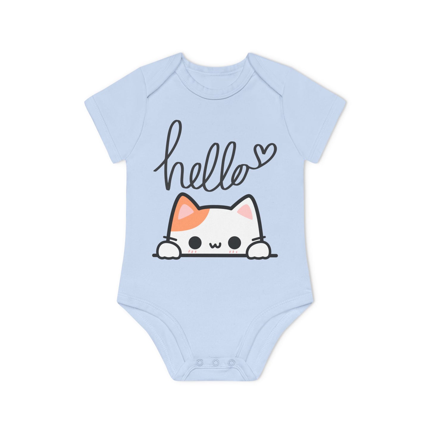 Organic Romper 'Cute Cat Hello'