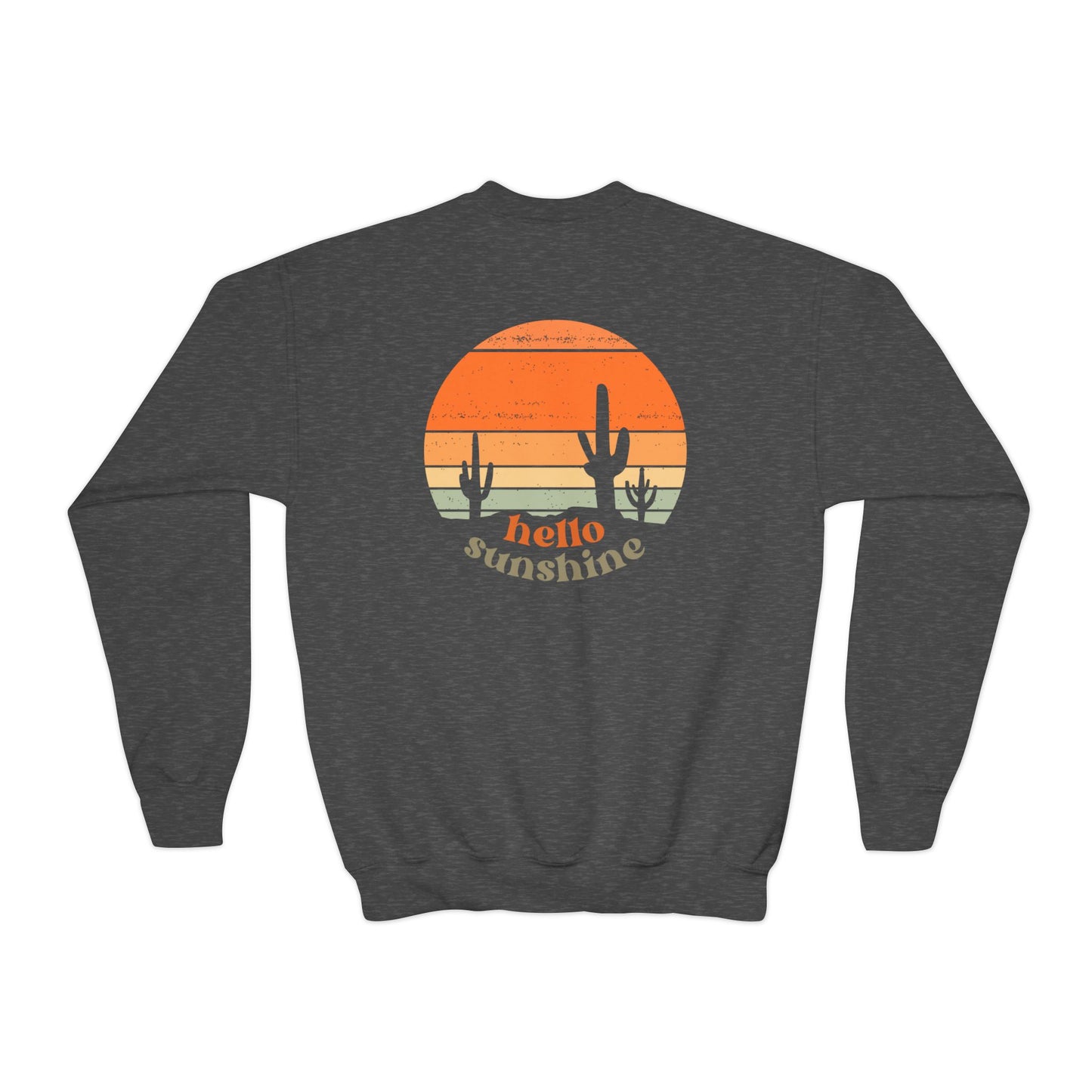 Crewneck Sweatshirt - 'Hello Sunshine' Vintage Cactus Design