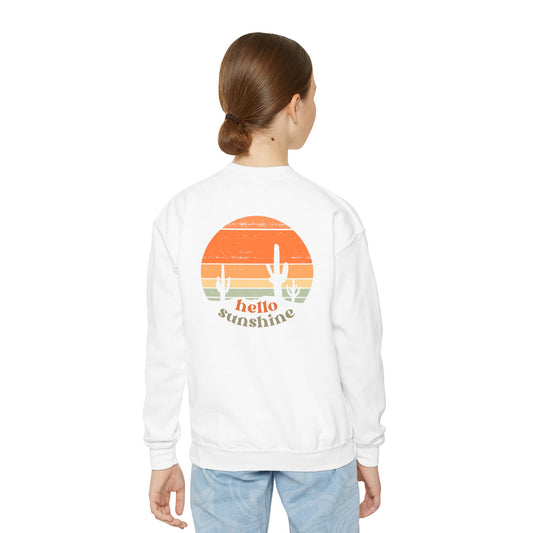 Crewneck Sweatshirt - 'Hello Sunshine' Vintage Cactus Design