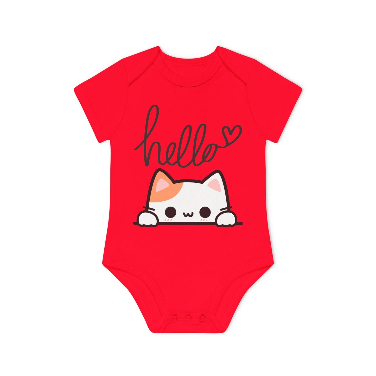 Organic Romper 'Cute Cat Hello'