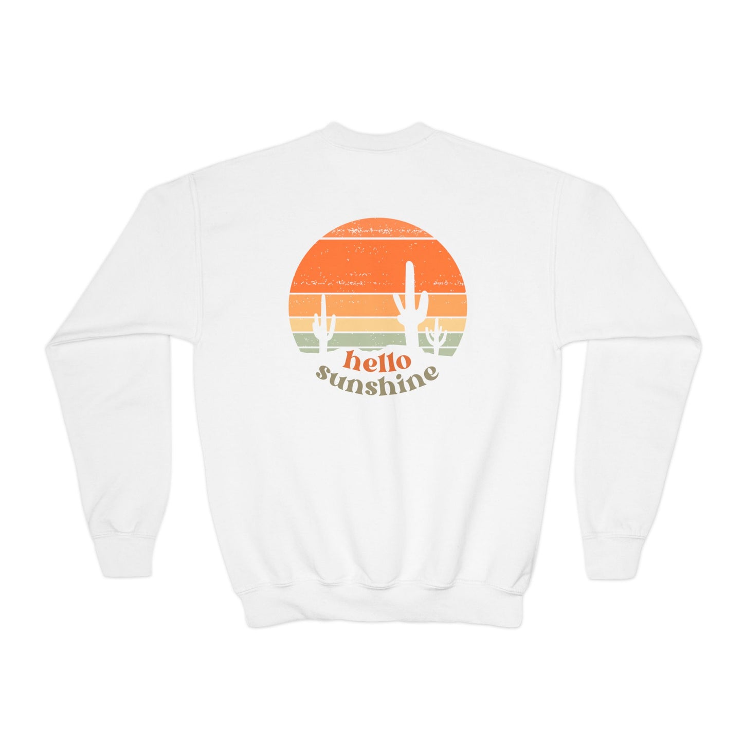 Crewneck Sweatshirt - 'Hello Sunshine' Vintage Cactus Design