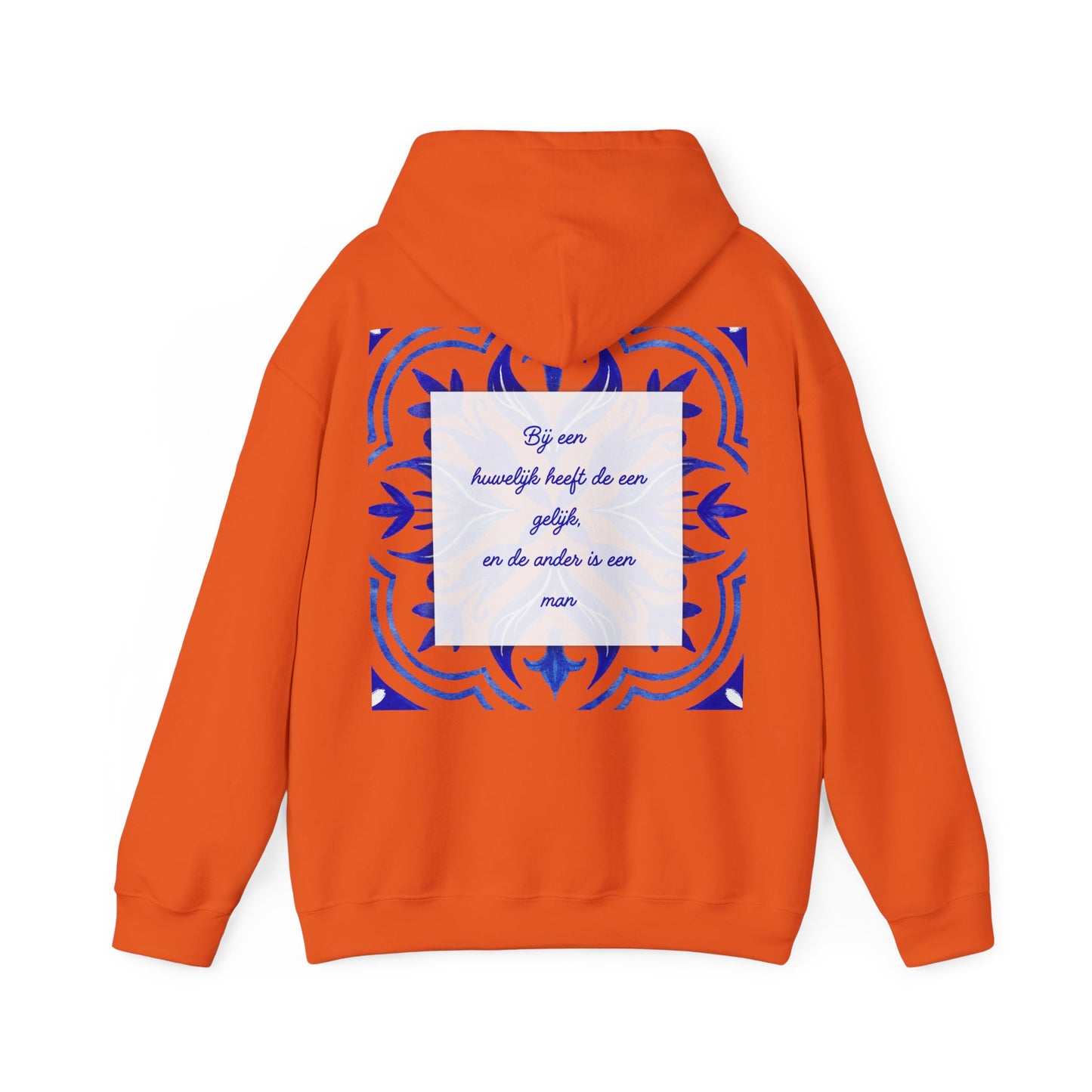 Cozy Unisex Hooded Sweatshirt with Floral Design & Inspirational Quote 'Goed Huwelijk"