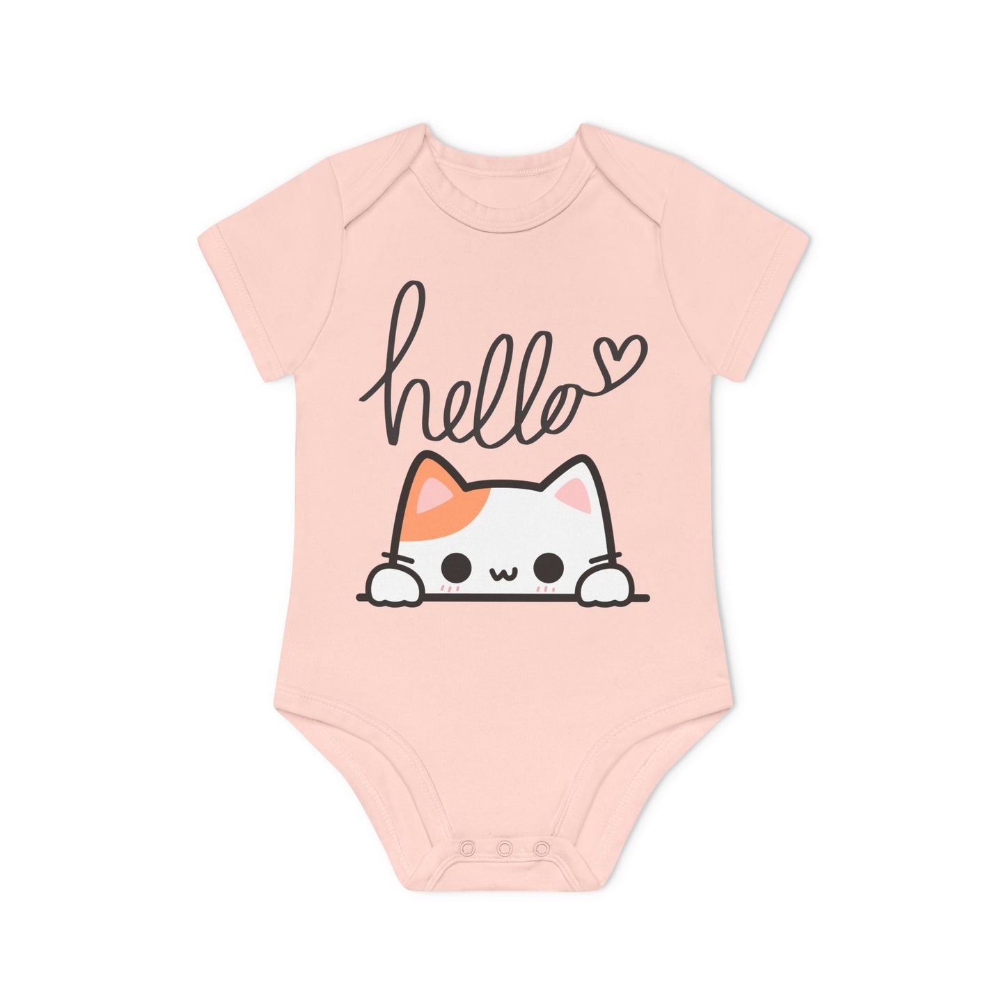 Organic Romper 'Cute Cat Hello'