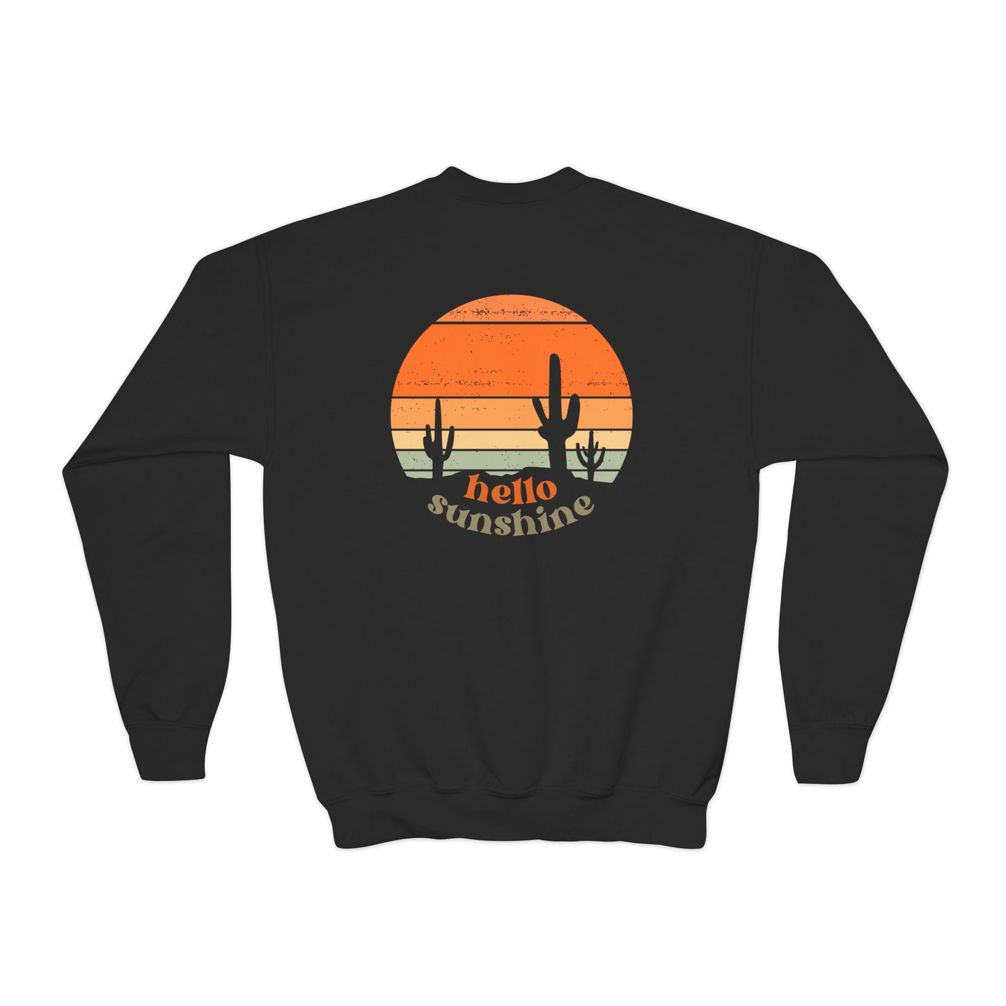 Crewneck Sweatshirt - 'Hello Sunshine' Vintage Cactus Design