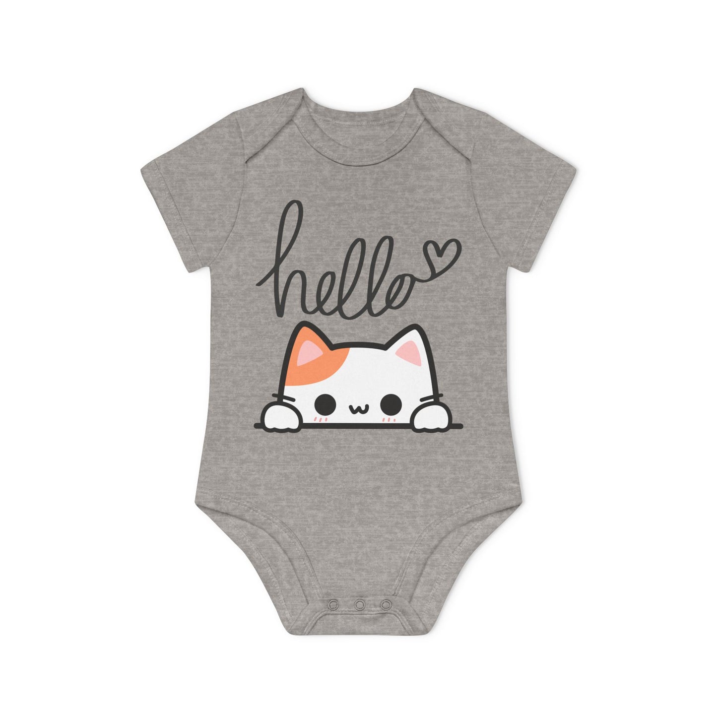 Organic Romper 'Cute Cat Hello'