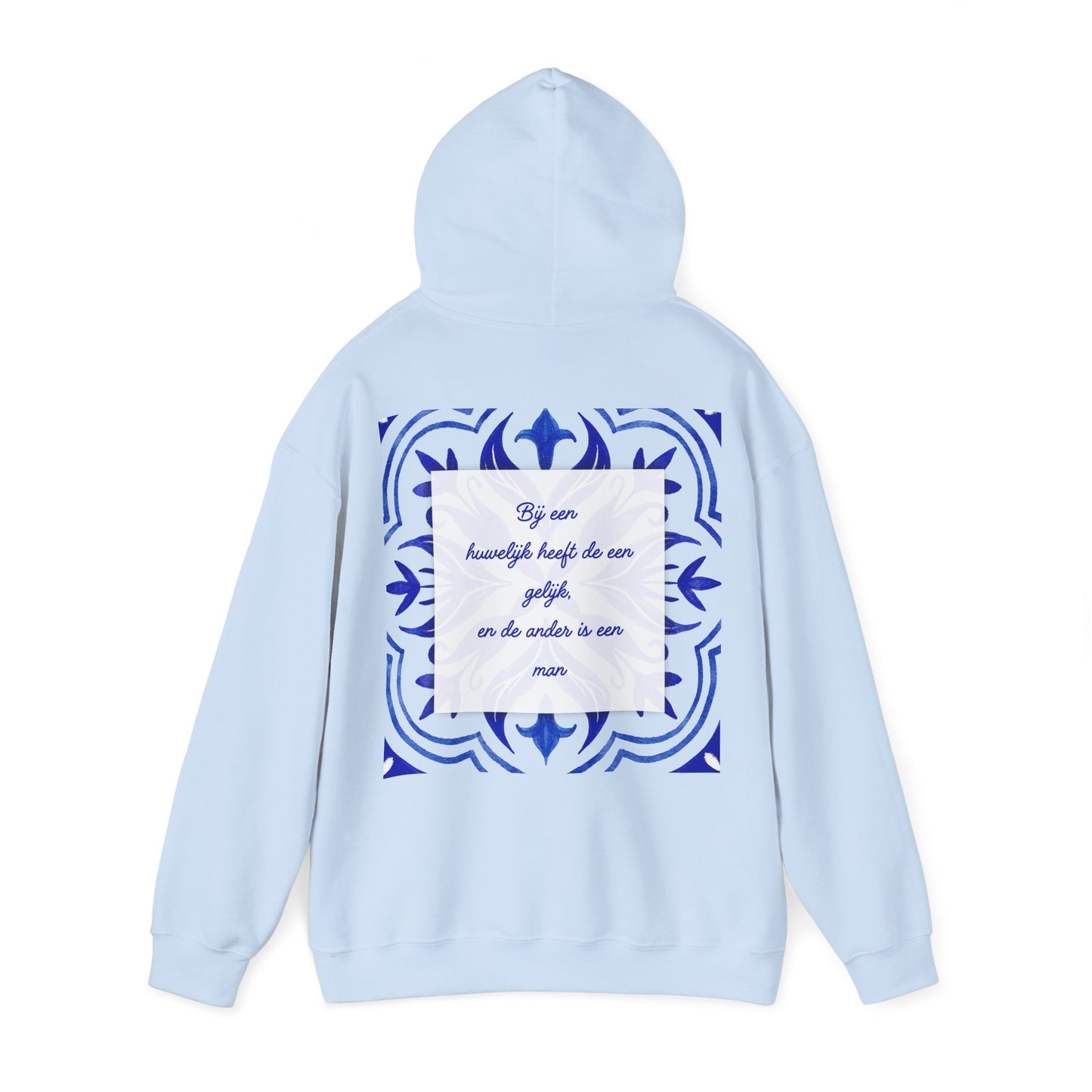 Cozy Unisex Hooded Sweatshirt with Floral Design & Inspirational Quote 'Goed Huwelijk"